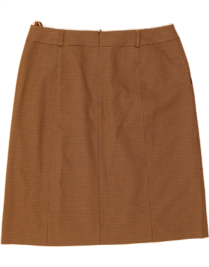 S.OLIVER Womens A-Line Skirt UK 16 Large W32  Brown Houndstooth Polyester Vintage S.Oliver and Second-Hand S.Oliver from Messina Hembry 