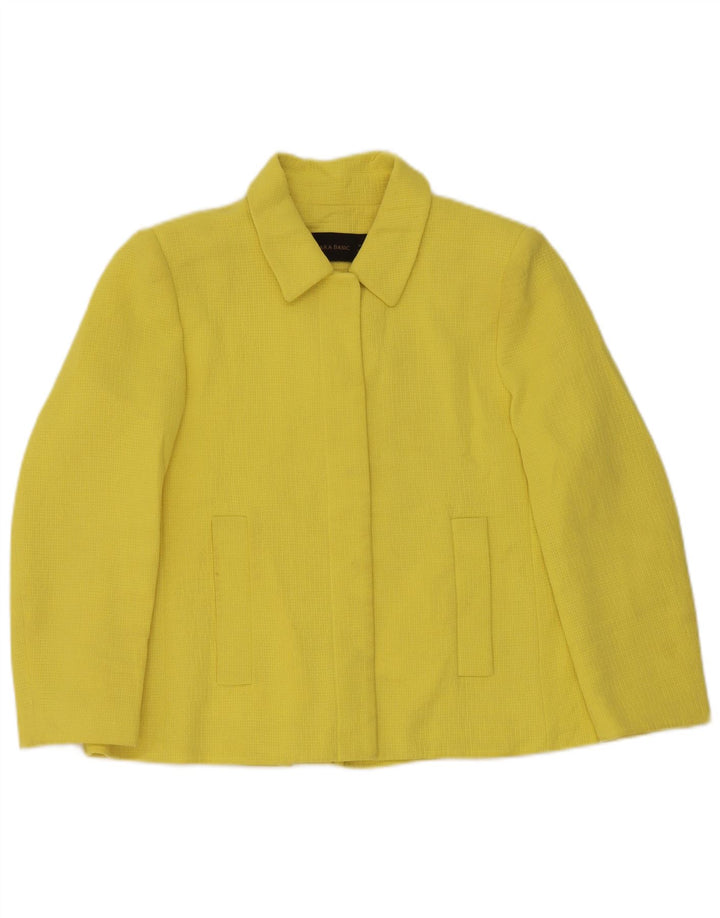 Zara Womens Blazer Jacket UK 14 Medium Yellow Cotton