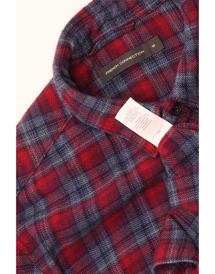 French Connection Mens Flannel Shirt Medium Red Check Cotton
