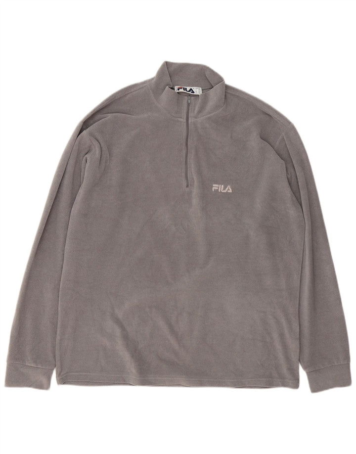 FILA Mens Zip Neck Fleece Jumper XL Grey