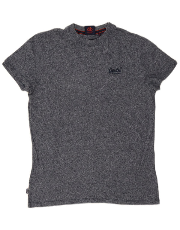 Superdry Mens T-Shirt Top Small Navy Blue Flecked Cotton