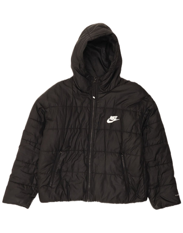 Nike Womens Therma-Fit Hooded Oversized Padded Jacket UK 16 Large Black