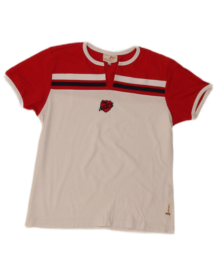 Asics Mens Graphic T-Shirt Top Small White Colourblock Cotton
