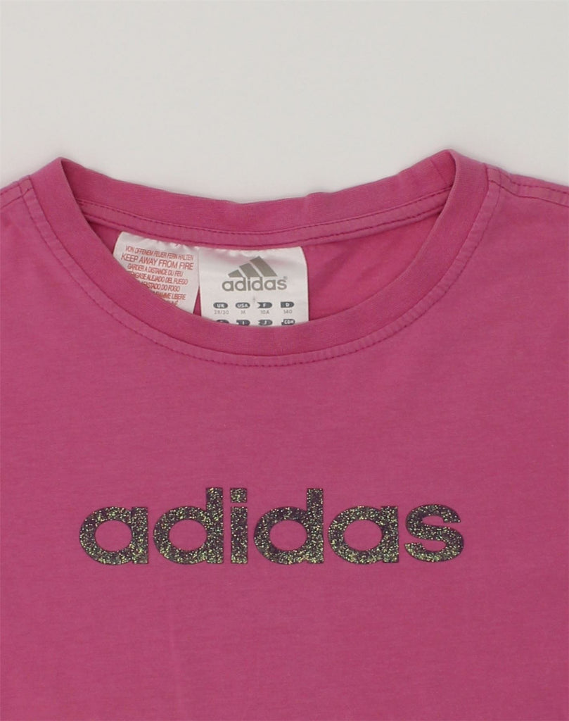 ADIDAS Girls Graphic T-Shirt Top 9-10 Years Pink Cotton | Vintage Adidas | Thrift | Second-Hand Adidas | Used Clothing | Messina Hembry 