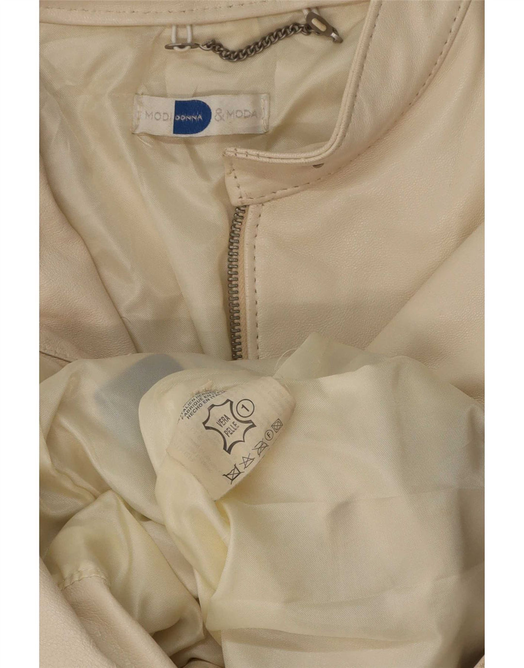 Vintage Womens Leather Jacket UK 14 Medium Beige
