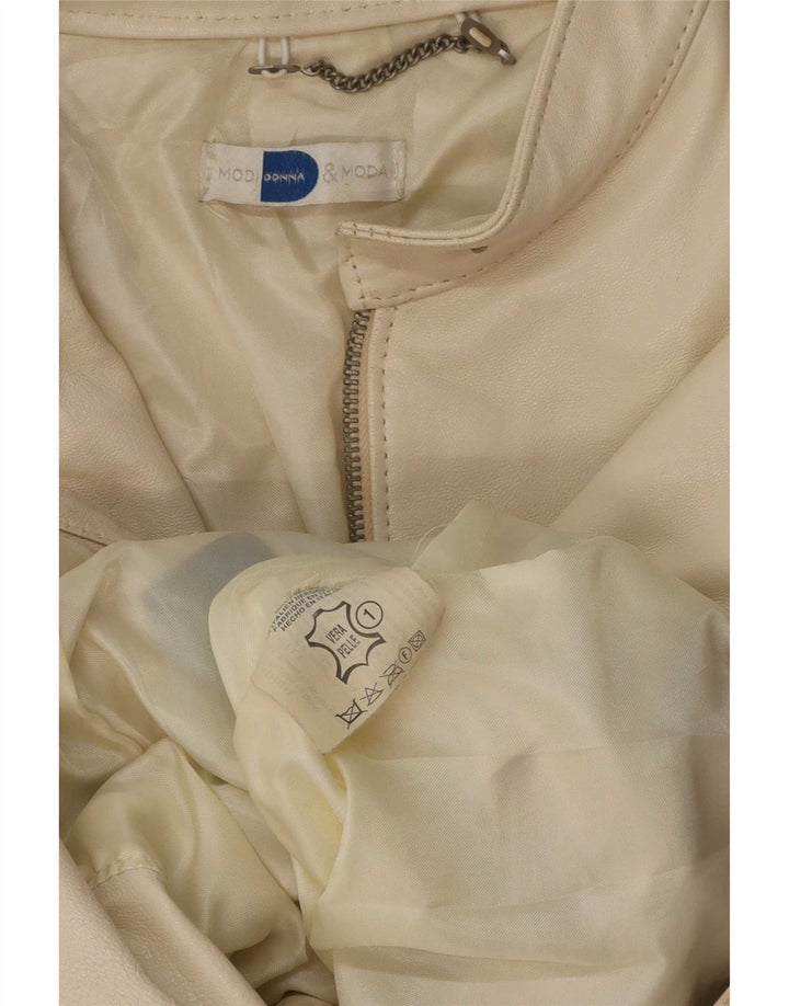 Vintage Womens Leather Jacket UK 14 Medium Beige
