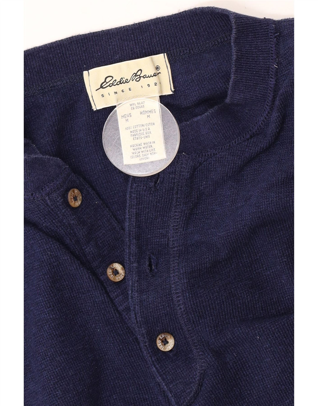Eddie Bauer Mens Loose Fit Top Long Sleeve Medium Navy Blue Cotton