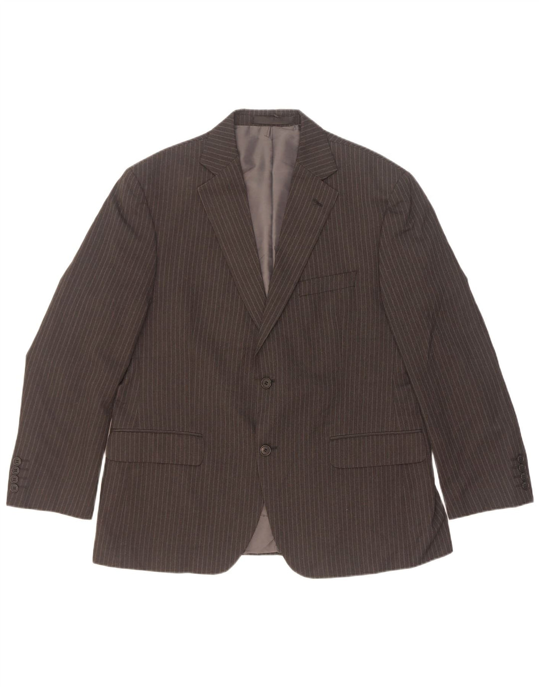 Marks & Spencer Mens 2 Button Blazer Jacket UK 42 Large Grey Pinstripe