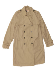 JAEGER Womens Double Breasted Coat UK 12 Medium Beige Cotton