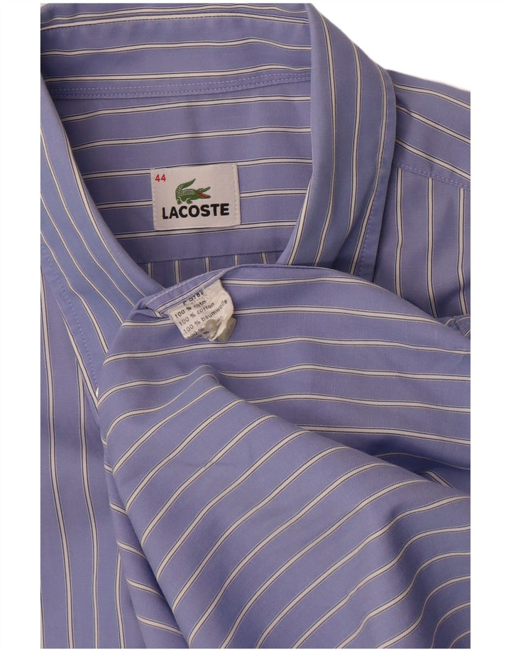 Lacoste Mens Shirt Size 44 XL Blue Pinstripe Cotton