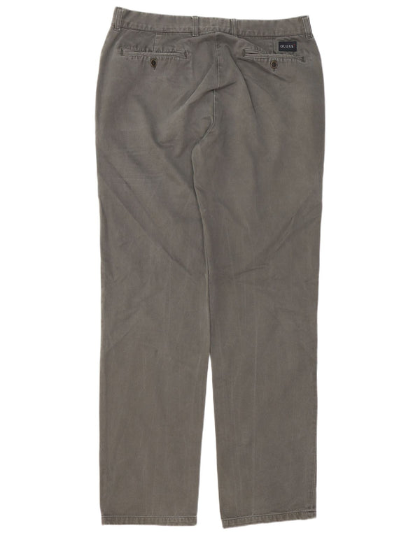 Guess Mens Straight Casual Trousers W36 L34 Grey Cotton