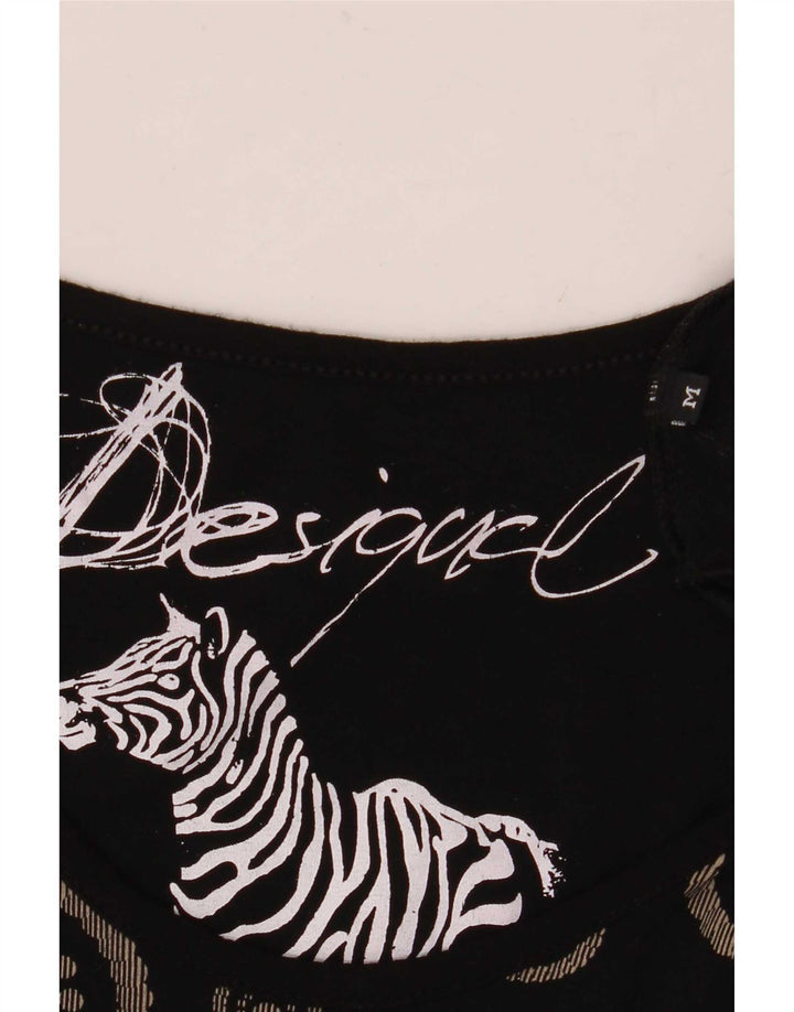 Desigual Womens Graphic A-Line Dress UK 12 Medium Black Geometric