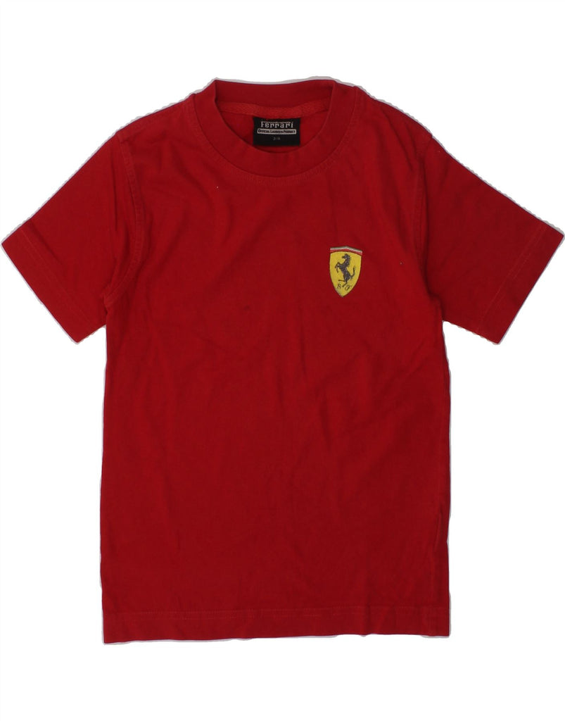 FERRARI Boys T-Shirt Top 3-4 Years Red Cotton | Vintage Ferrari | Thrift | Second-Hand Ferrari | Used Clothing | Messina Hembry 