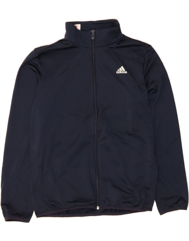 ADIDAS Boys Graphic Tracksuit Top Jacket 11-12 Years Navy Blue Polyester Vintage Adidas and Second-Hand Adidas from Messina Hembry 