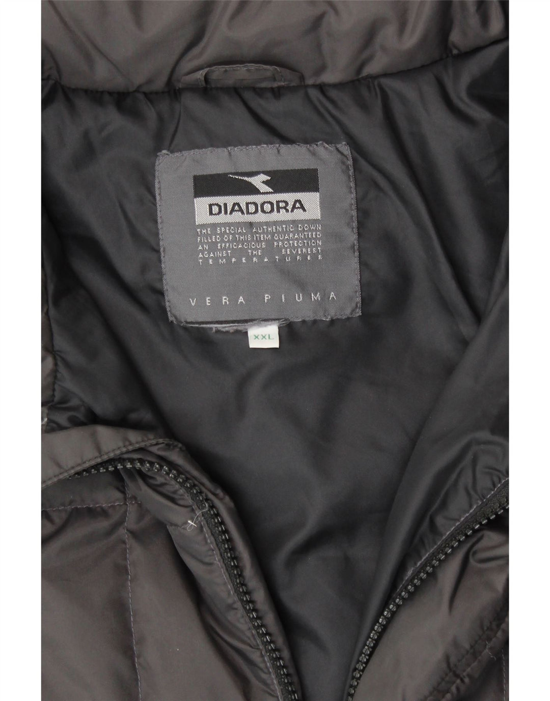 DIADORA Mens Hooded Padded Jacket UK 44 2XL Grey Polyamide