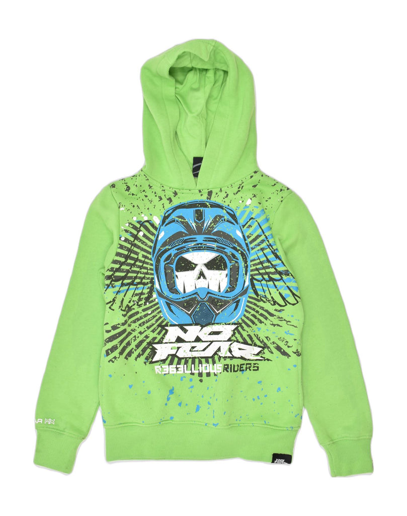 NO FEAR Boys Graphic Hoodie Jumper 7-8 Years Green Cotton | Vintage | Thrift | Second-Hand | Used Clothing | Messina Hembry 