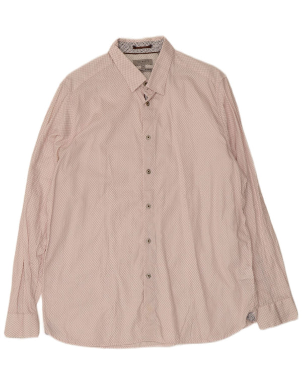 Ted Baker Mens Shirt Size 6 2XL Pink Geometric Cotton