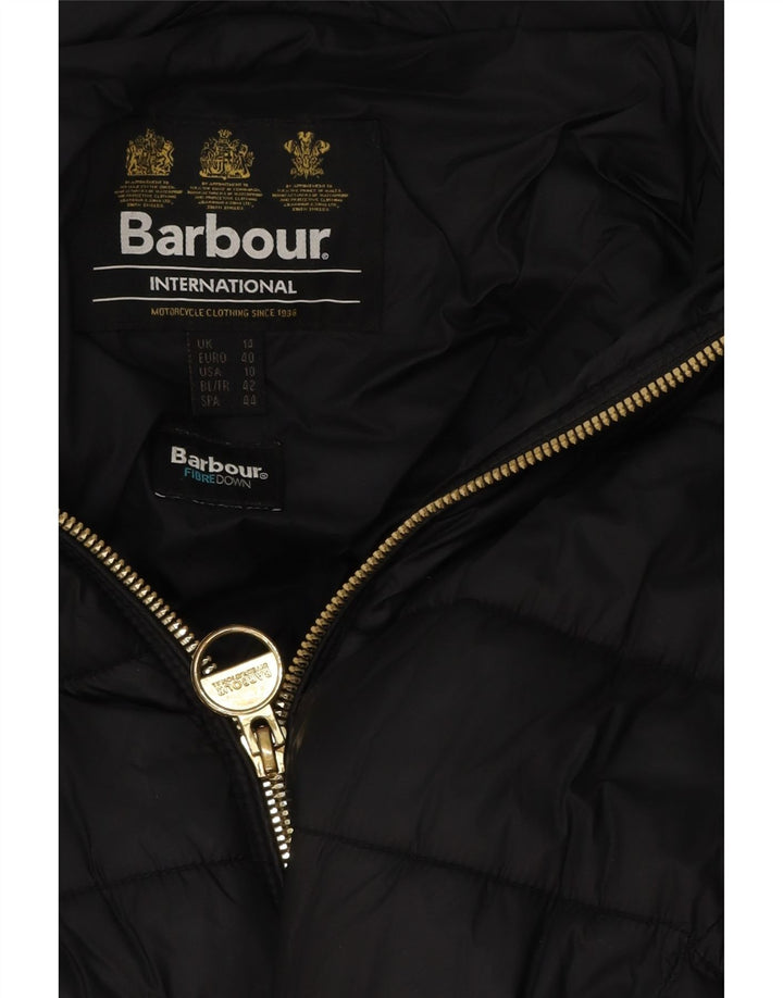 Barbour Womens Hooded Padded Jacket UK 14 Large Black Polyester