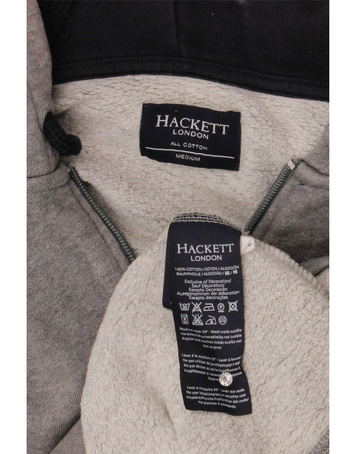 Hackett Mens Zip Hoodie Sweater Medium Grey Cotton
