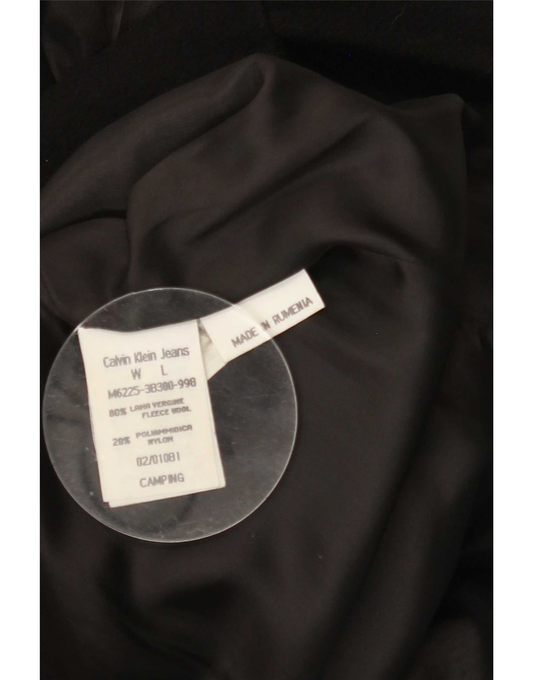 Calvin Klein Jeans Mens Pea Coat UK 40 Large Black Wool
