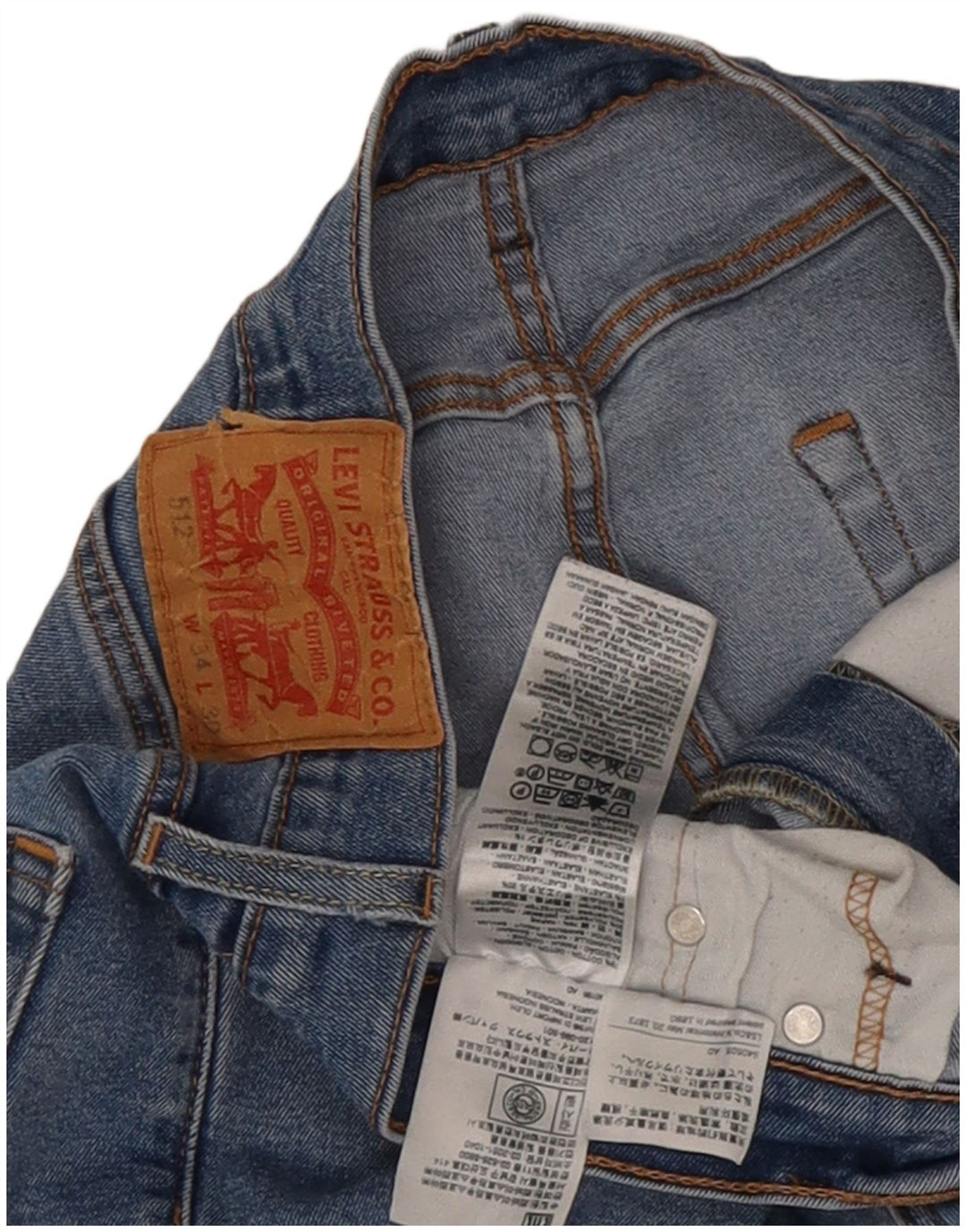 Levi's Mens 512 Slim Tapered Jeans W34 L30 Blue Cotton