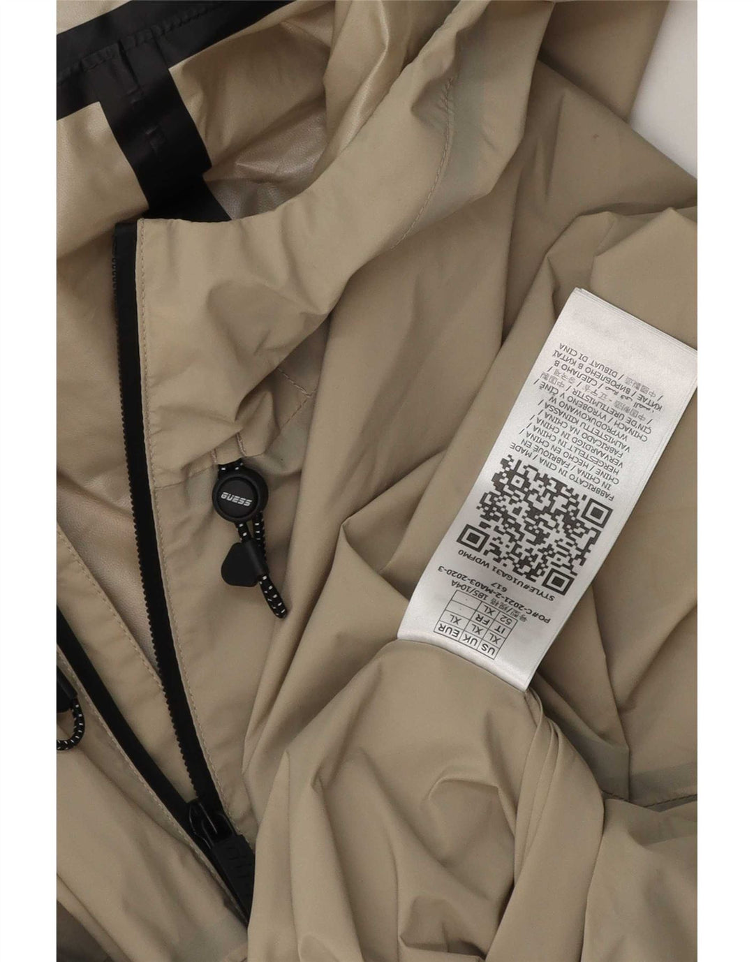 Guess Mens Hooded Rain Jacket UK 42 XL Beige Polyethylene