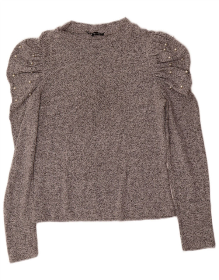 Zara Womens Crew Neck Jumper Sweater UK 12 Medium Grey