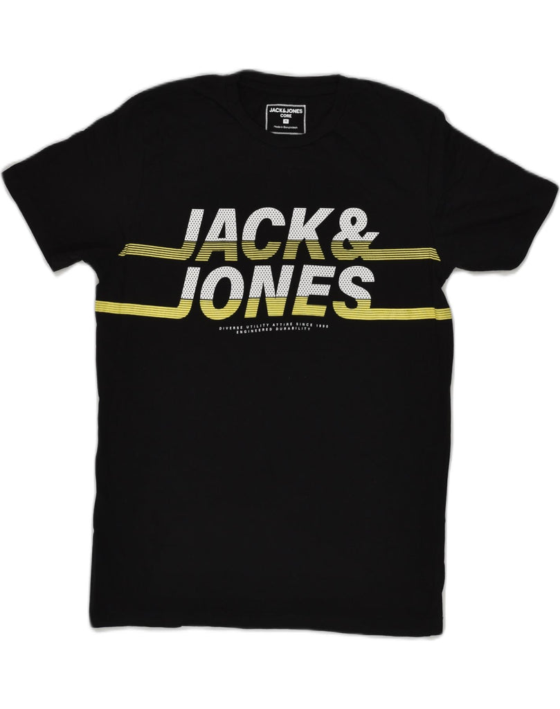 JACK & JONES Mens Core Graphic T-Shirt Top Medium Black Cotton | Vintage Jack & Jones | Thrift | Second-Hand Jack & Jones | Used Clothing | Messina Hembry 