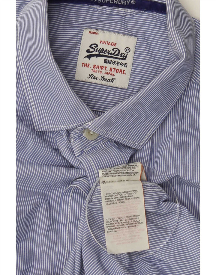 Superdry Mens Shirt Small Blue Pinstripe Cotton