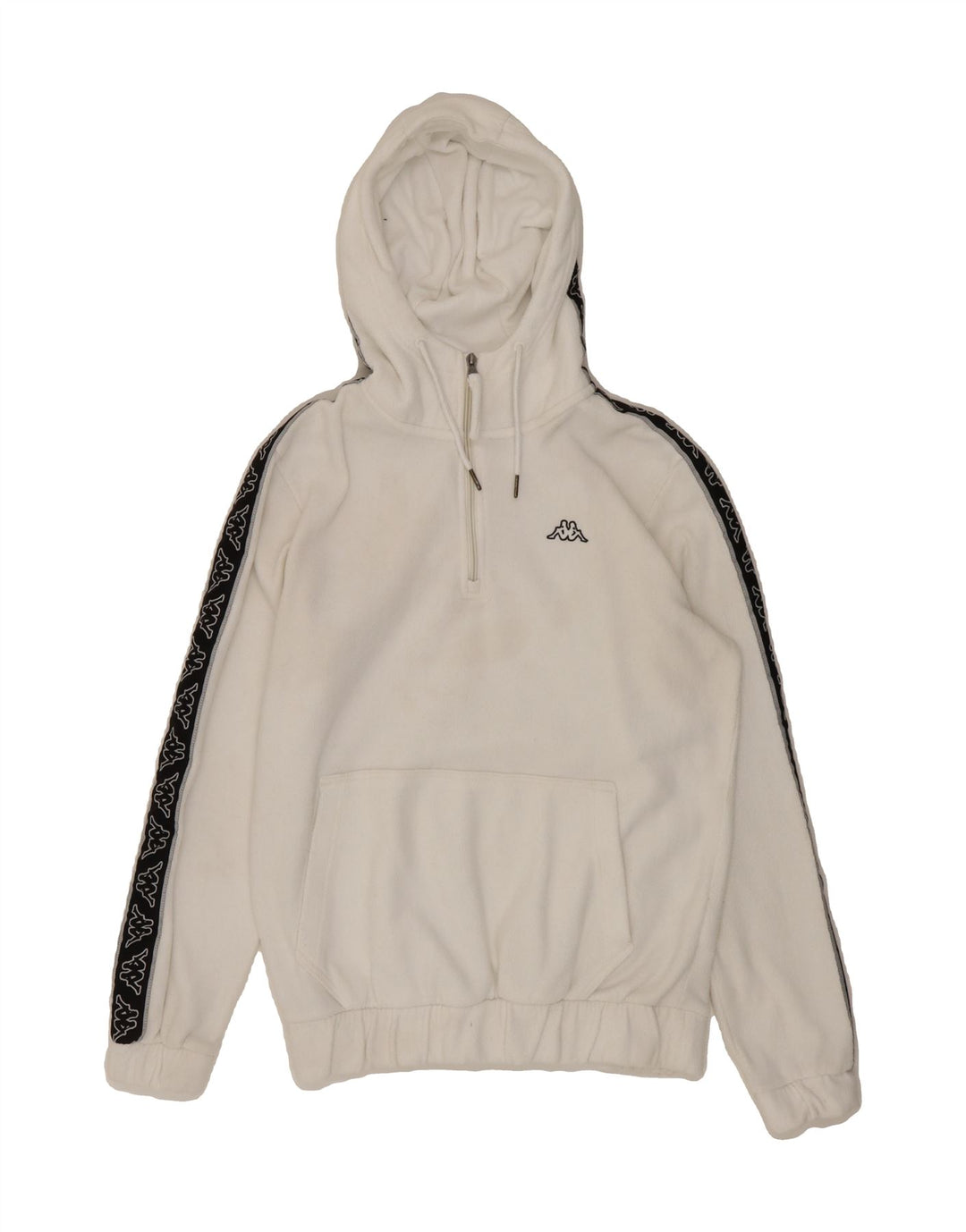 KAPPA Mens Fleece Graphic Hoodie Jumper Medium White Polyester Vintage Kappa and Second-Hand Kappa from Messina Hembry 