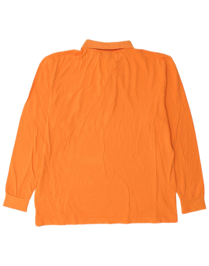 Kappa Mens Long Sleeve Polo Shirt Large Orange Cotton