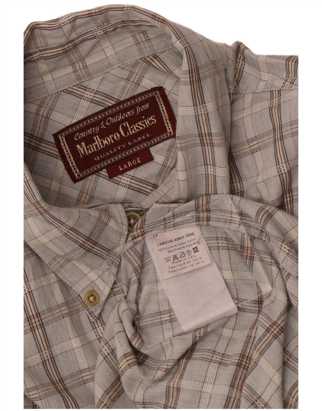 Marlboro Classics Mens Shirt Large Grey Check Cotton