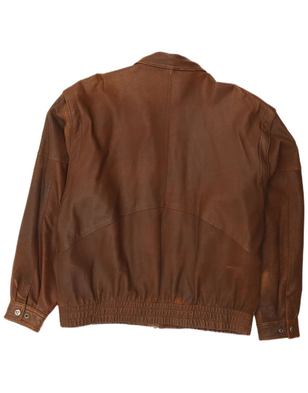 Herrford Mens Bomber Leather Jacket EU 54 2XL Brown Leather