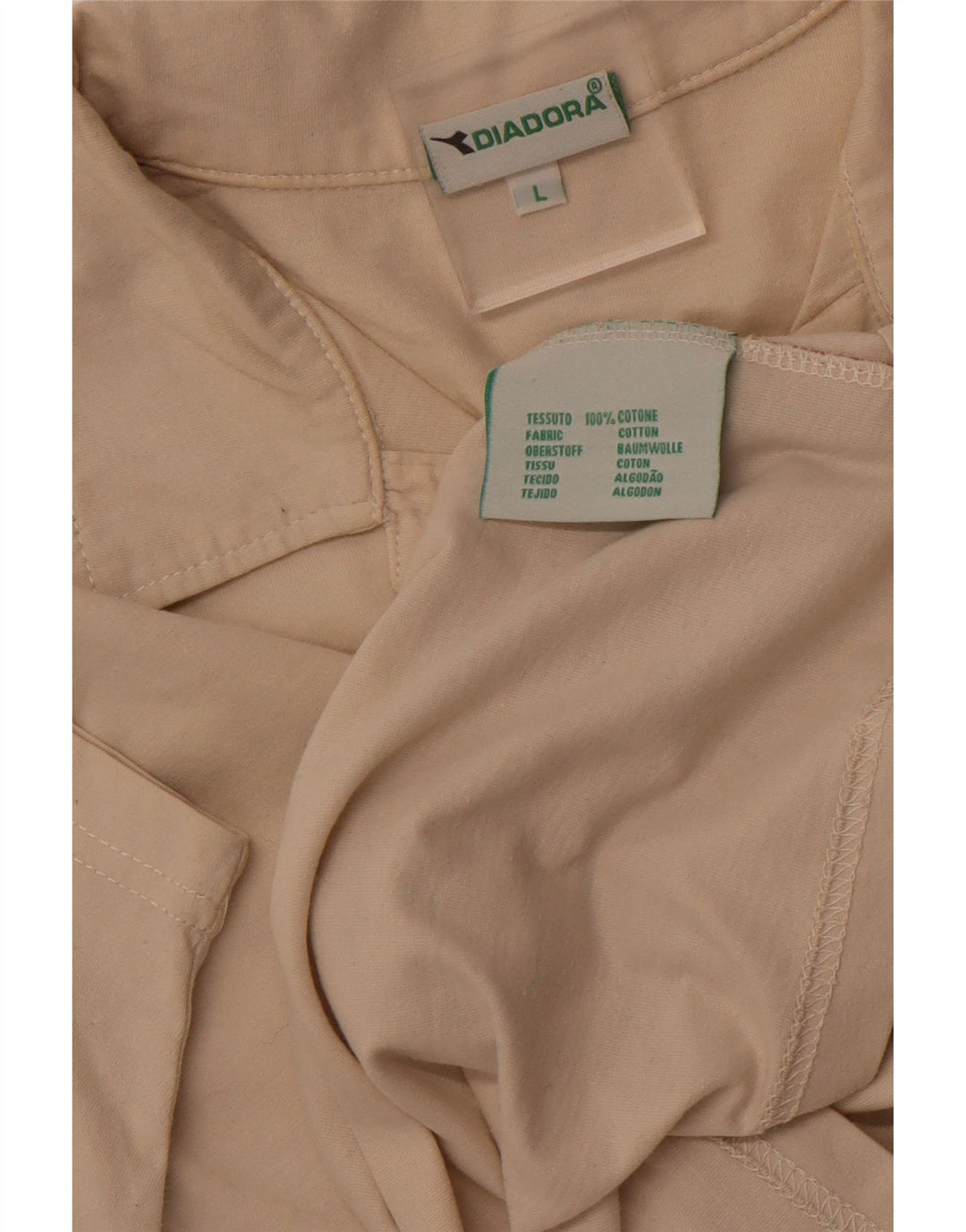 DIADORA Mens Polo Shirt Large Beige Colourblock Cotton