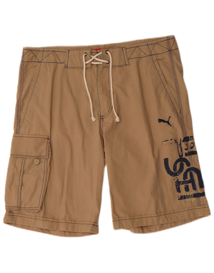 Puma Mens Graphic Cargo Shorts Medium W32  Brown Cotton