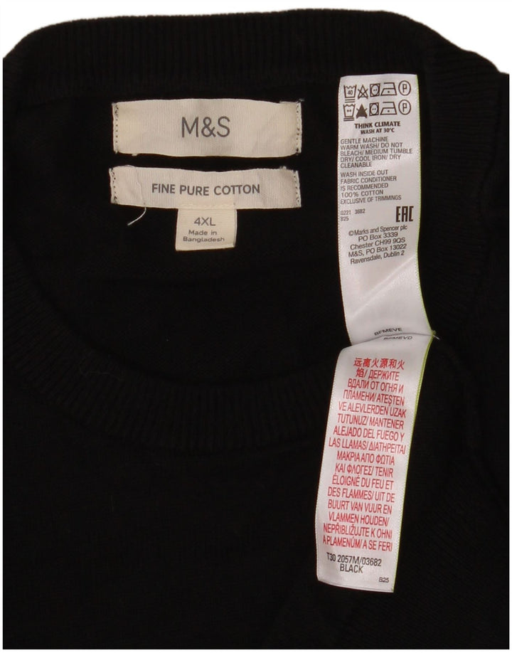 Marks & Spencer Mens Crew Neck Jumper Sweater 4XL Black Cotton