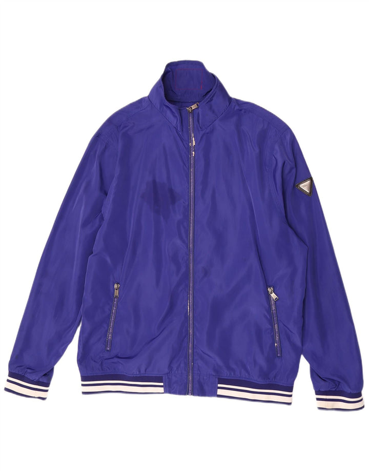 Guess Mens Tracksuit Top Jacket 2XL Blue Colourblock Polyester