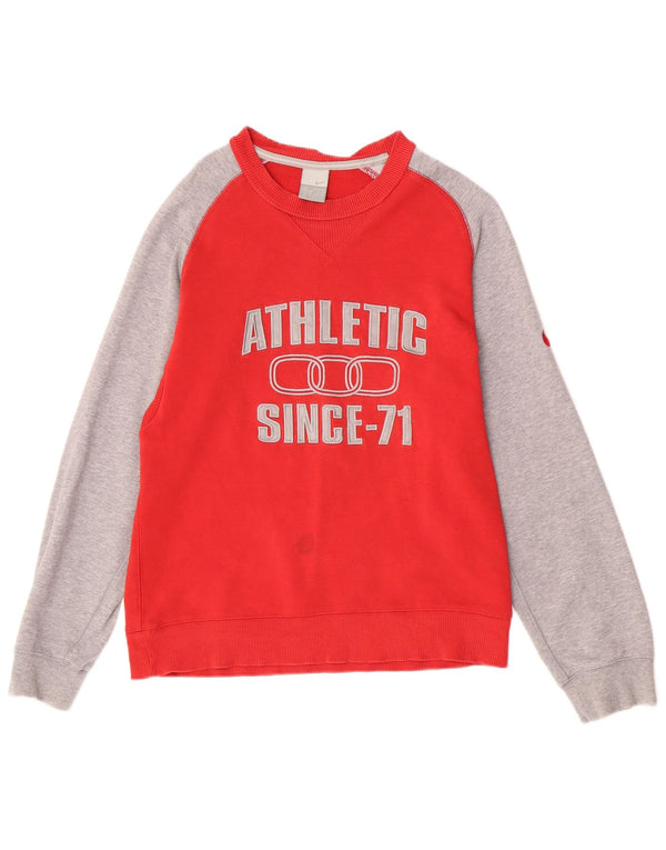 Nike Mens Graphic Sweatshirt Jumper UK 36/38 Small Red Colourblock Cotton