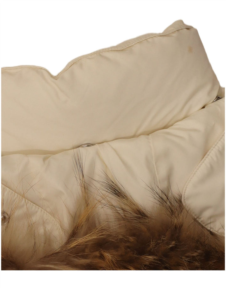 Diadora Womens Hooded Padded Coat UK 14 Medium Off White Polyester