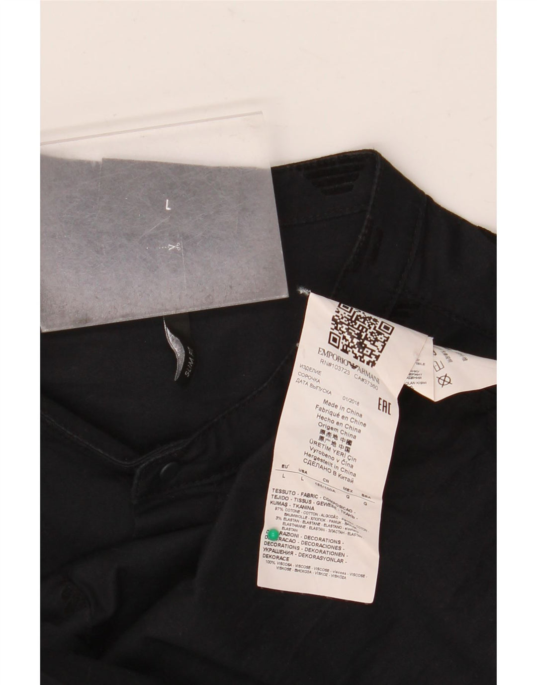 Emporio Armani Mens Graphic Shirt Large Black Cotton
