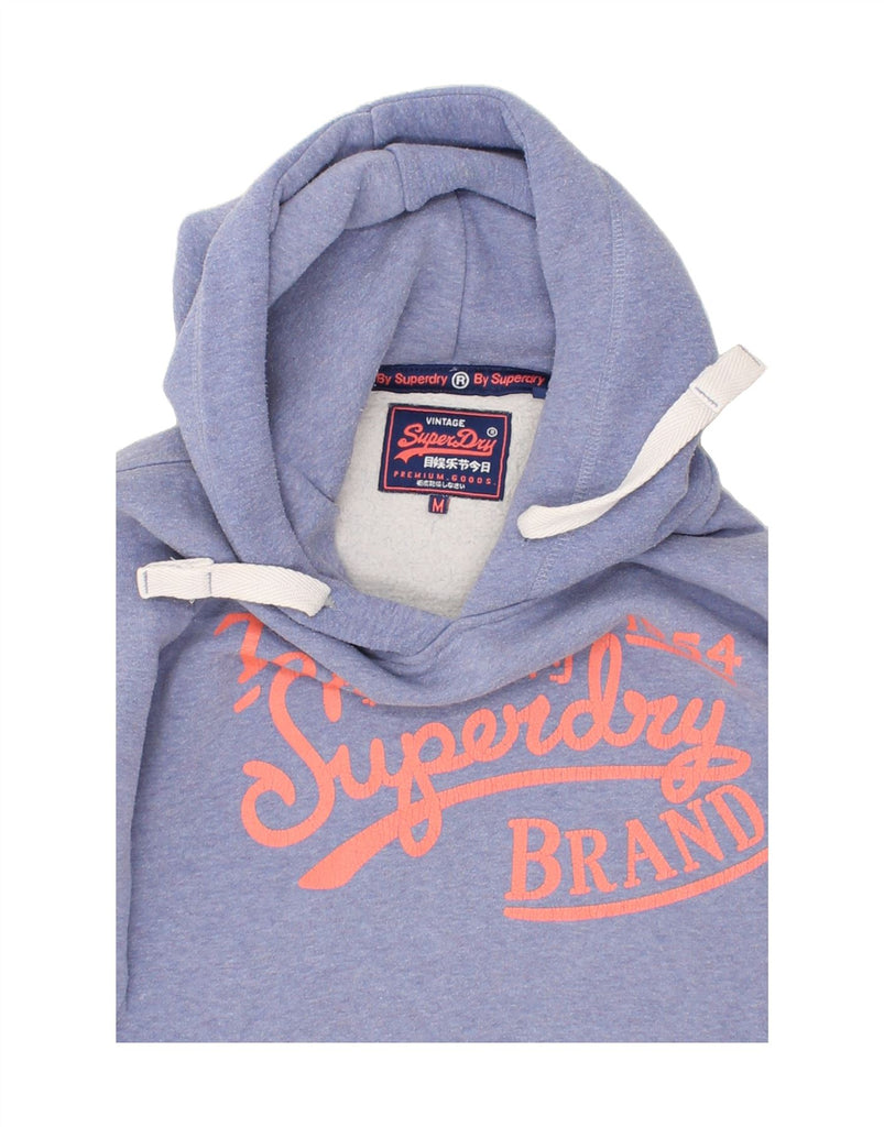 SUPERDRY Womens Graphic Hoodie Jumper UK 14 Medium Blue Cotton Vintage Superdry and Second-Hand Superdry from Messina Hembry 