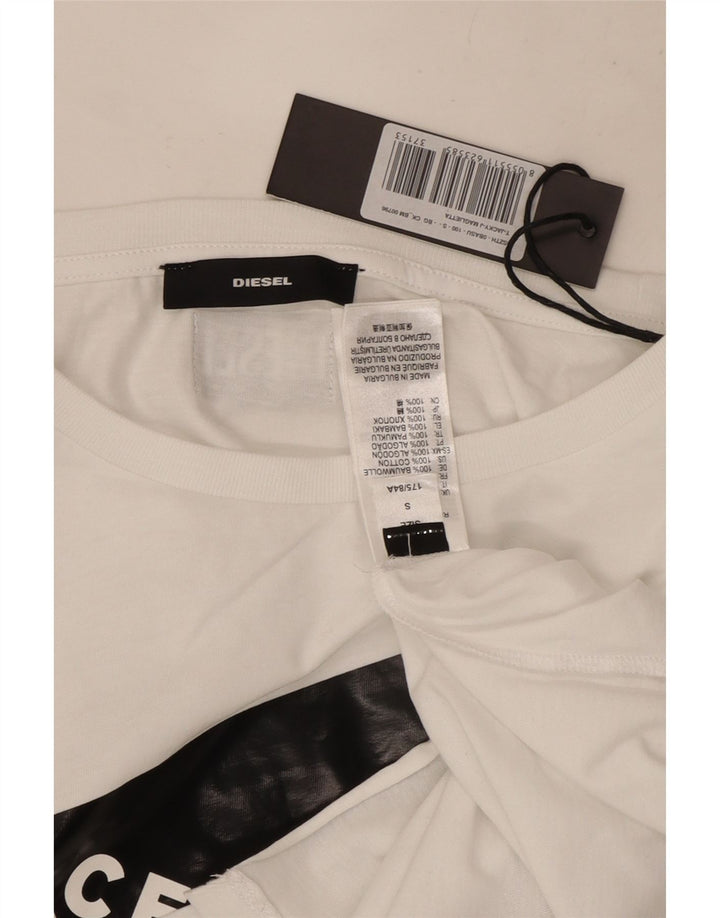 Diesel Womens Oversized Graphic T-Shirt Top UK 10 Small White Cotton