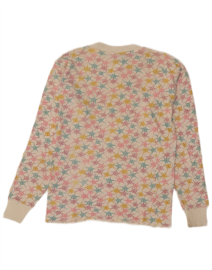 Eddie Bauer Womens Sweatshirt Jumper UK 12 Medium Off White Geometric