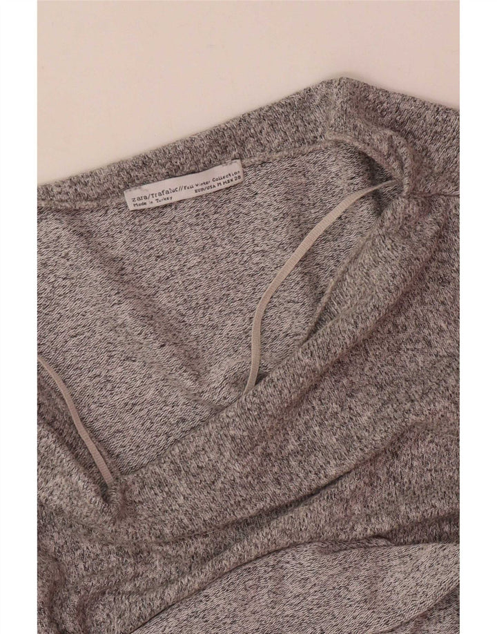 Zara Womens Oversized Top Long Sleeve UK 14 Medium Grey Flecked