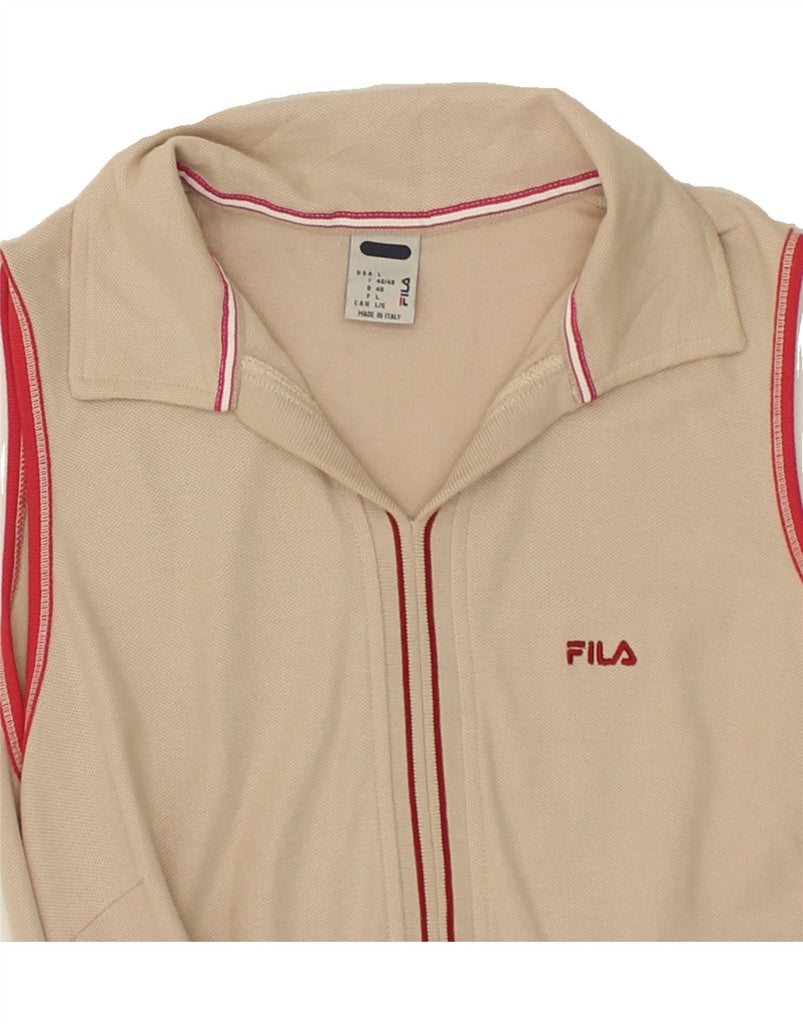 FILA Womens Sleeveless Polo Dress UK 14 Large Beige Cotton | Vintage Fila | Thrift | Second-Hand Fila | Used Clothing | Messina Hembry 