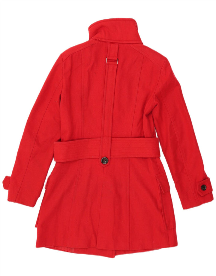 ZARA Womens Overcoat UK 12 Medium Red Wool