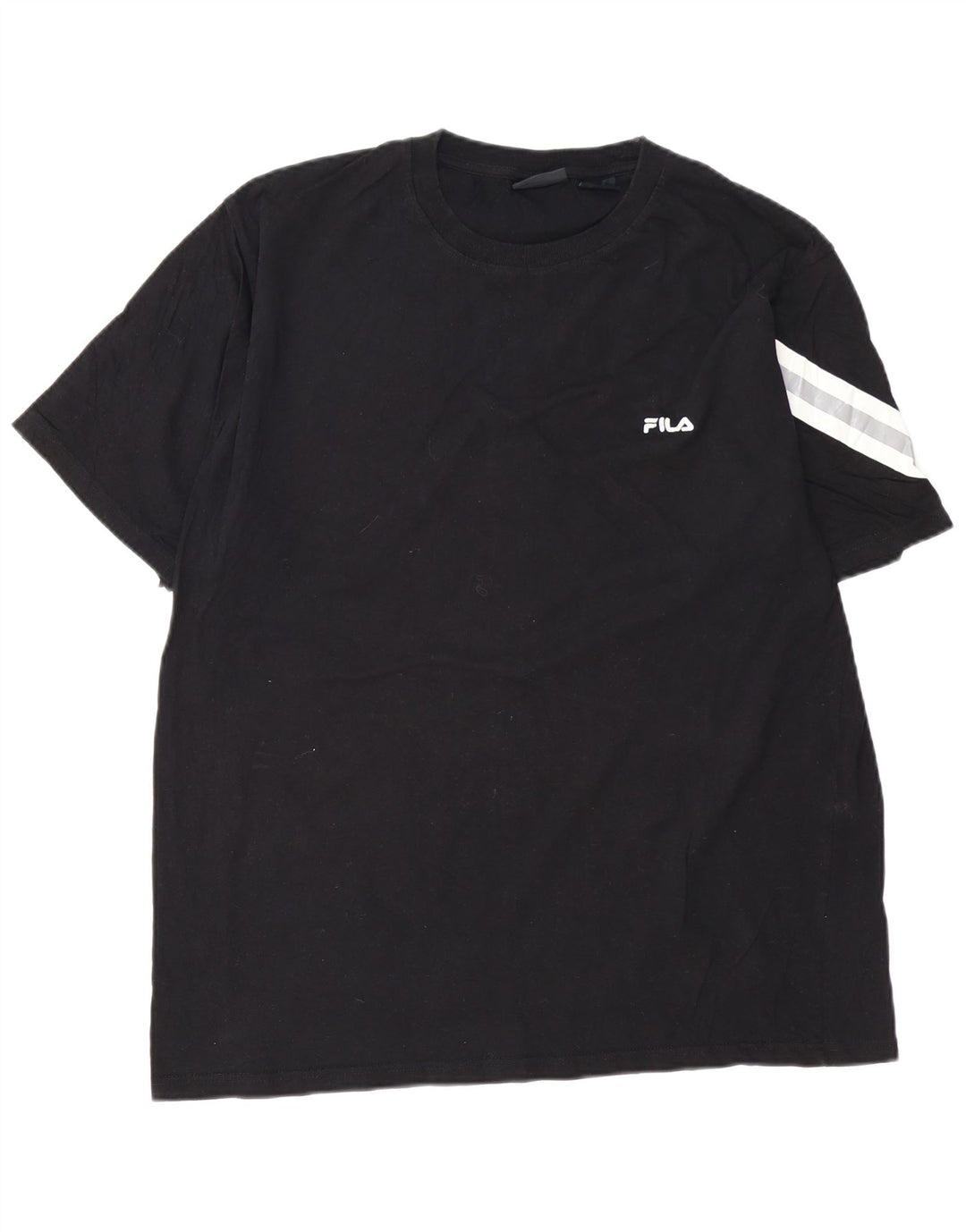 FILA Mens T-Shirt Top XL Black Striped Cotton