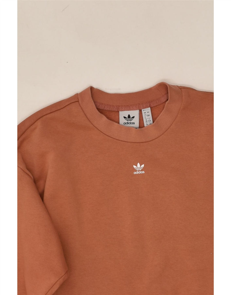 ADIDAS Womens Graphic Sweatshirt Jumper UK 4 XS Brown Cotton | Vintage Adidas | Thrift | Second-Hand Adidas | Used Clothing | Messina Hembry 