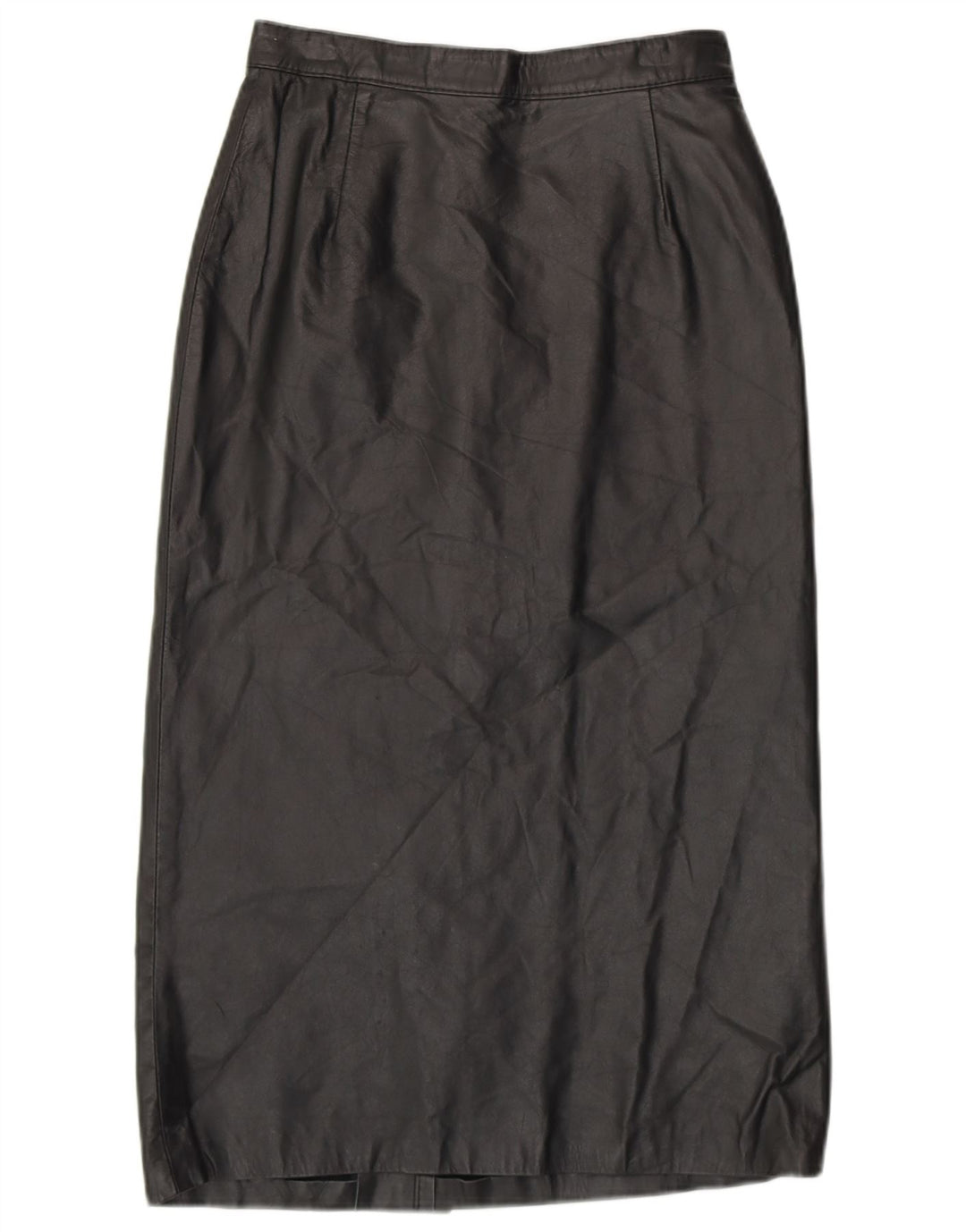 Vintage Womens High Waist Leather Skirt EU 42 Large Black Leather