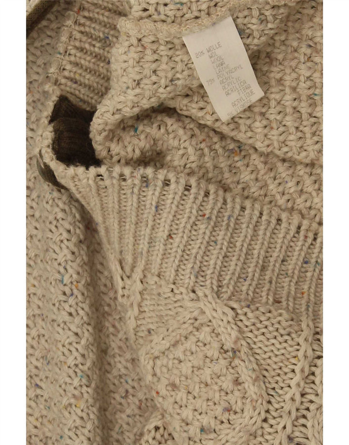 Vintage Mens Cardigan Sweater Large Beige Wool
